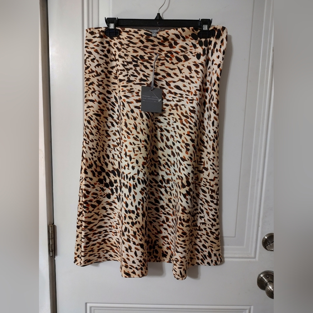Marled Cream, Brown & Black Animal-Print Skater Skirt